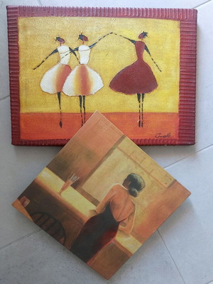 Painting and print set used, handmade and printed artwork