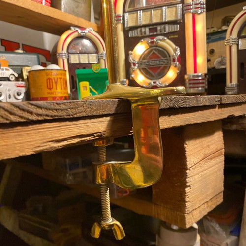 Bronze base with clamp used, height 45 cm