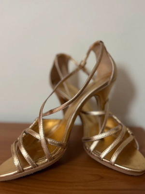 Werner Gold Leather Sandals New, Size 37