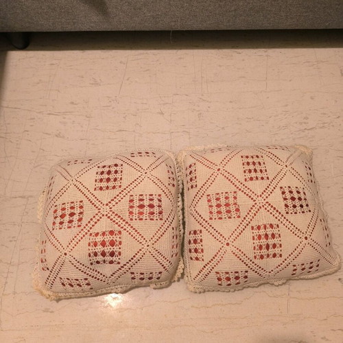 Traditional sofa pillows used, set of 2, handmade
