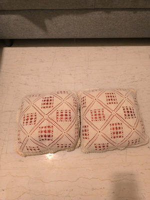 Traditional sofa pillows used, set of 2, handmade