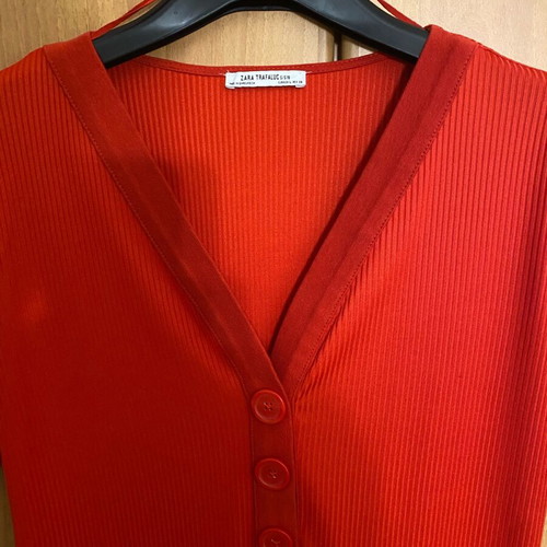 Zara ribbed straight dress new, red, size L