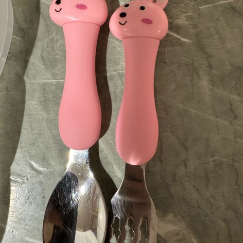 Children's stainless steel cutlery set used with case (spoon + fork)