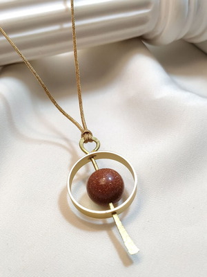 Handmade set of forged bronze and goldstone new