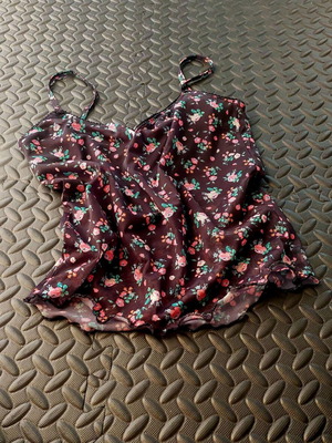 Stradivarius floral women's top like new, black with thin straps