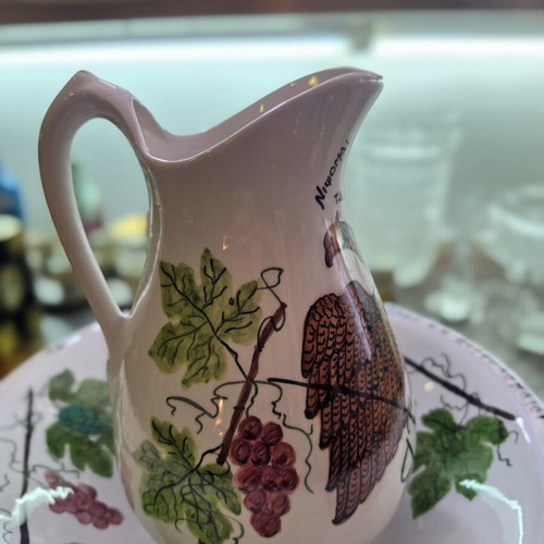 Collectible Handmade Washbasin Set (Pitcher & Bowl) from Mandamados Lesvos used