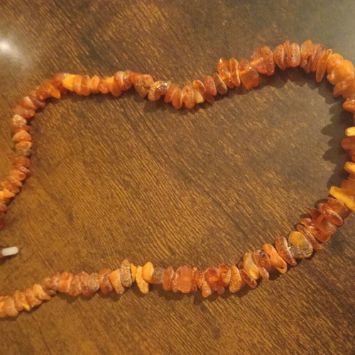 Amber necklace vintage 1970's handmade, like new, multicolor
