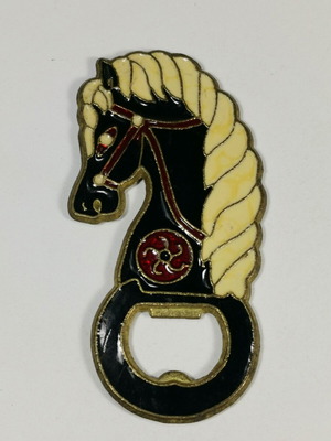 Vintage bronze horse head bottle opener used