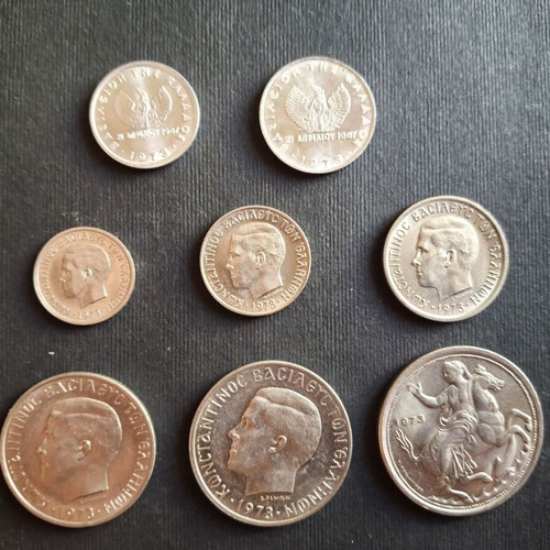 Drachma coins 1973A complete set
