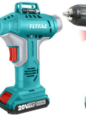 Σετ δραπανοκατσάβιδο 20V με κομπρεσεράκι αέρος μπαταρίας λιθίου Total