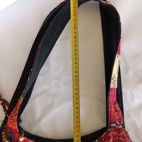 Patchwork cotton crossbody bag new, burgundy with patterns