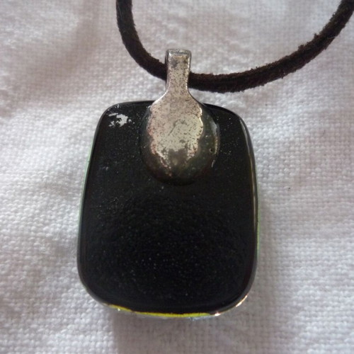 Pendant necklace made of dichroic glass like new, yellow orange colors