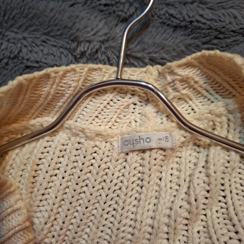 Ousho knitted cardigan like new, beige, fits small to large