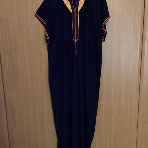 Moroccan Kaftan Maxi black with gold and red embroidery like new