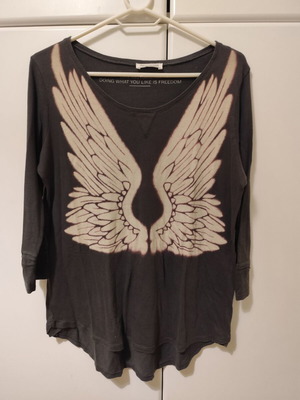 Zara W&B collection μπλούζα με μανίκια 3/4 σε γκρι, μέγεθος M