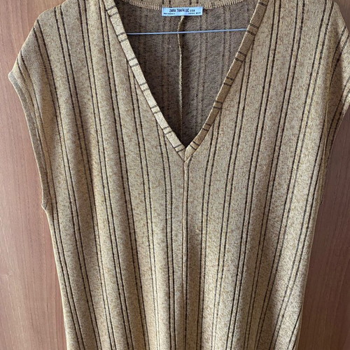 Zara midi thin knitted dress new, brown and gold
