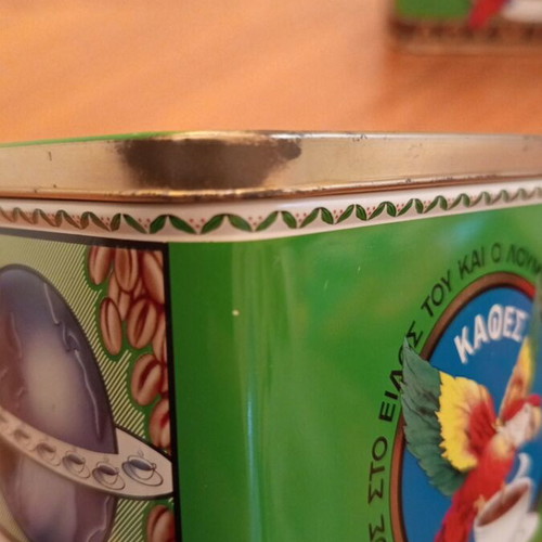 Loumidis Papagalos vintage metal coffee tins collection, 4 pcs