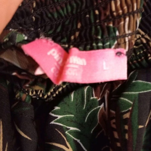 Pink Woman short-sleeve blouse like new, tropical leaf print, size L