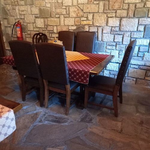 Monastic style dining table used, mahogany, 4 or 6 seats