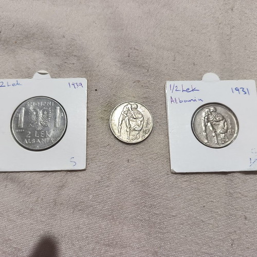 Lot of 3 Rare Vintage Albania Coins like new, 1926-1939