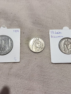 Lot of 3 Rare Vintage Albania Coins like new, 1926-1939
