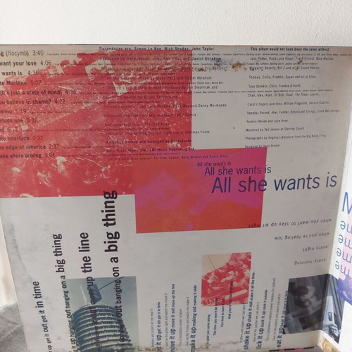 Duran Duran Big Thing vinyl record used, pop genre