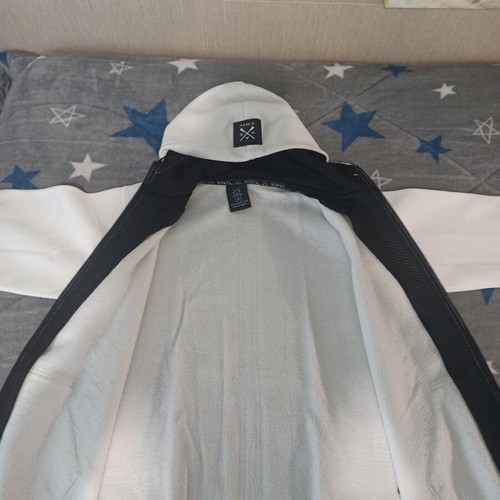 Vinyl cardigans white and blue S like new, 2 pieces with fleece
