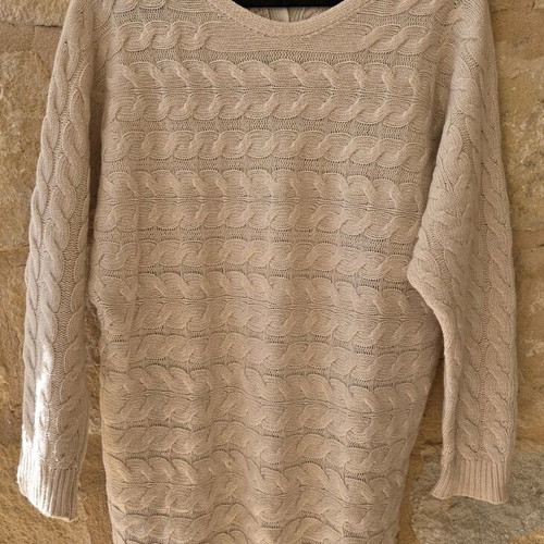 Massimo Dutti Cable Knit Midi Sweater Dress like new, beige wool blend