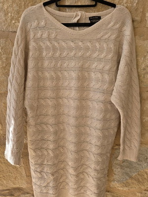 Massimo Dutti Cable Knit Midi Sweater Dress like new, beige wool blend