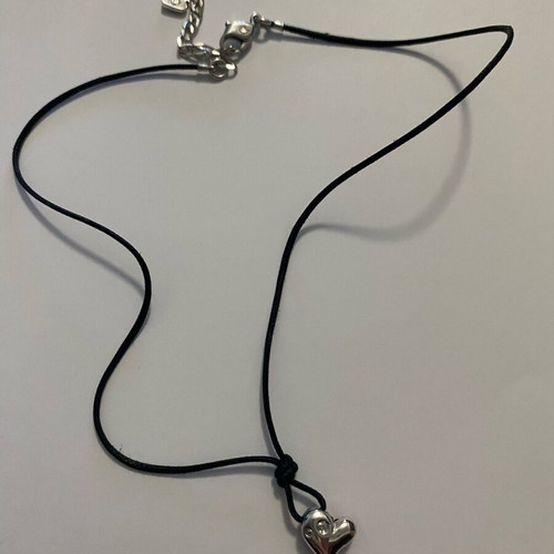 Swarovski pendant like new with leather cord and red heart with crystals