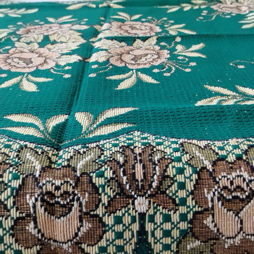 Damask tablecloth new, cotton with fringes