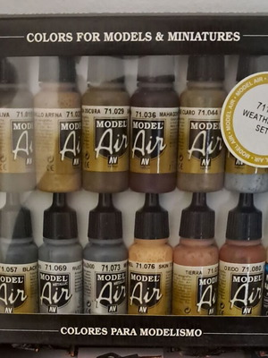 Vallejo Model Air Set for Weathering 71194, 16 bottles of 17ml each, new