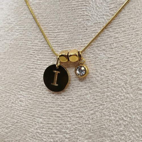 Handmade new necklace with hematite, crystal and stainless steel, gold color