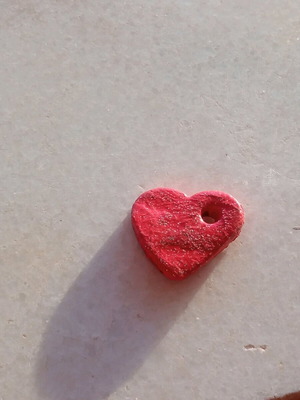 Small red heart with rhinestones used