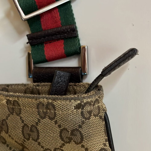 Gucci canvas messenger bag used, beige and brown crossbody