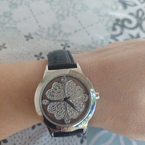 Folli Follie watch with crystals like new, black and silver