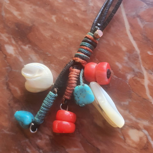 Necklace with colorful beads, 56 cm
