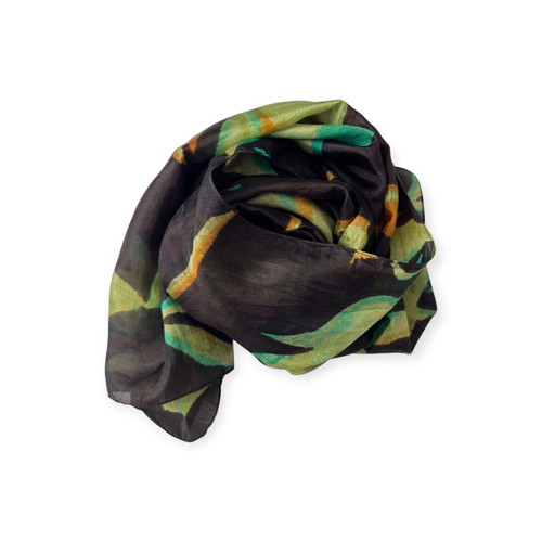 Silk scarf used, multicolor, 48x176 cm