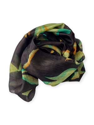 Silk scarf used, multicolor, 48x176 cm