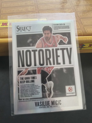 Vasilije Micic Notoriety Silver 2025-26 Panini Select Euroleague Base card new