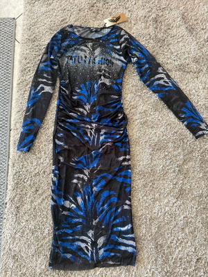 Midi dress TATU Fashion with zebra print and rhinestones, new, size 38