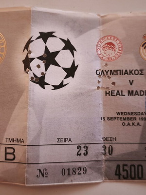 Olympiakos vs Real Madrid Champions League Ticket 1999 used