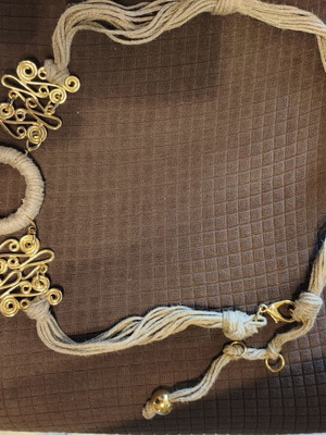 Vintage handmade belt 80s like new, beige and gold
