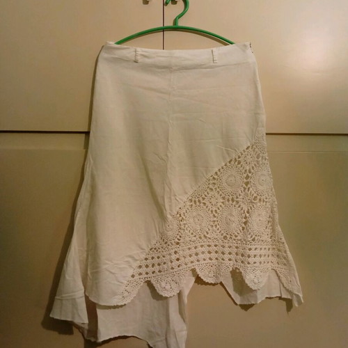 Handmade cotton skirt used with crochet design, M/L, white