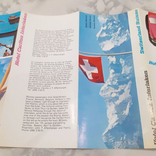 Carlton Interlaken hotel promotional brochure, 1960s Switzerland