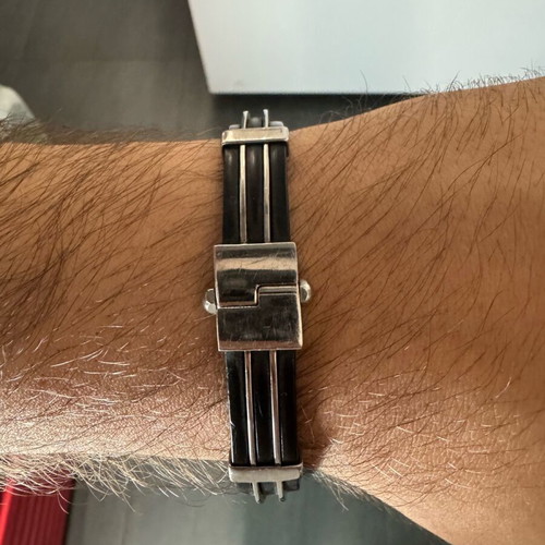 Stainless Steel Bracelet Sauro used, black rubber men's accessory