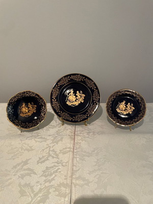 Limoges Bardet Castel πιάτα cobalt καινούργια με 22k χρυσό, 16x2 & 11x2 εκ.