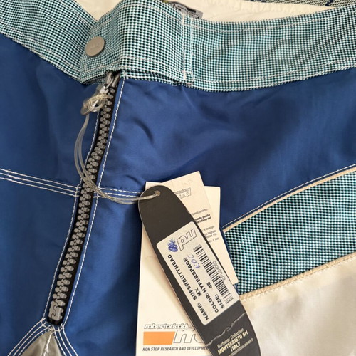 RRD men's long swim shorts size S new, white and blue