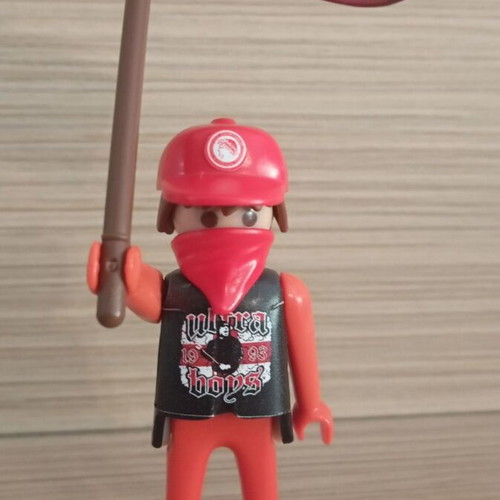 Playmobil fan figure of Olympiacos with team flag like new