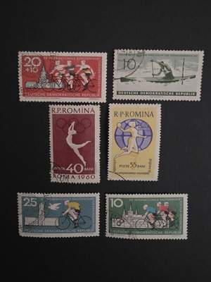 Vintage stamp collection used, 6 pieces from DDR and Romania 1960-1962